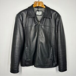 Men's Black lambskin Leather Zip-Front Bomber Jacket Linea Uoma